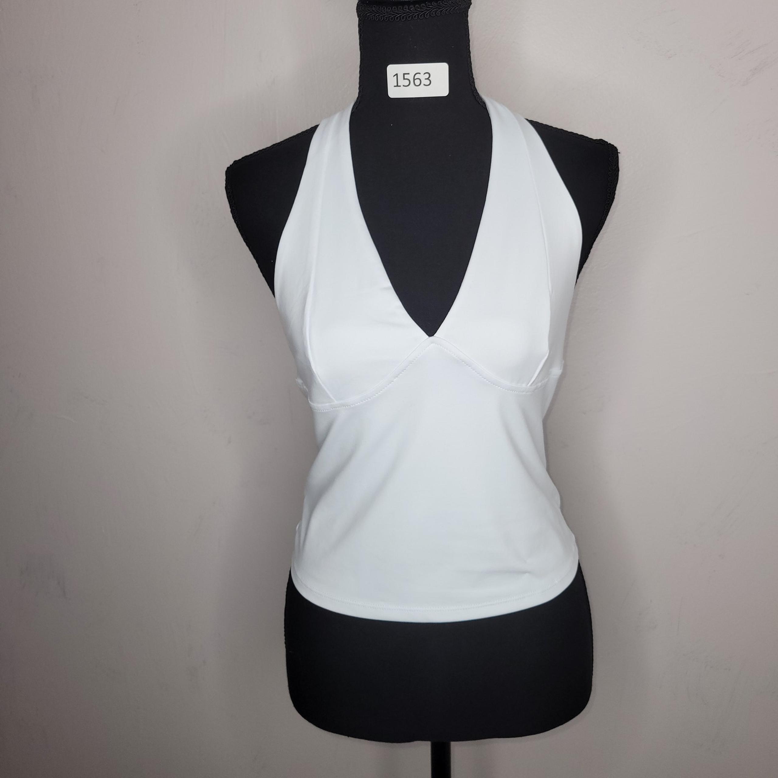 Free People Blouse Top Still Here Halter V Neck Open Back Size Medium White