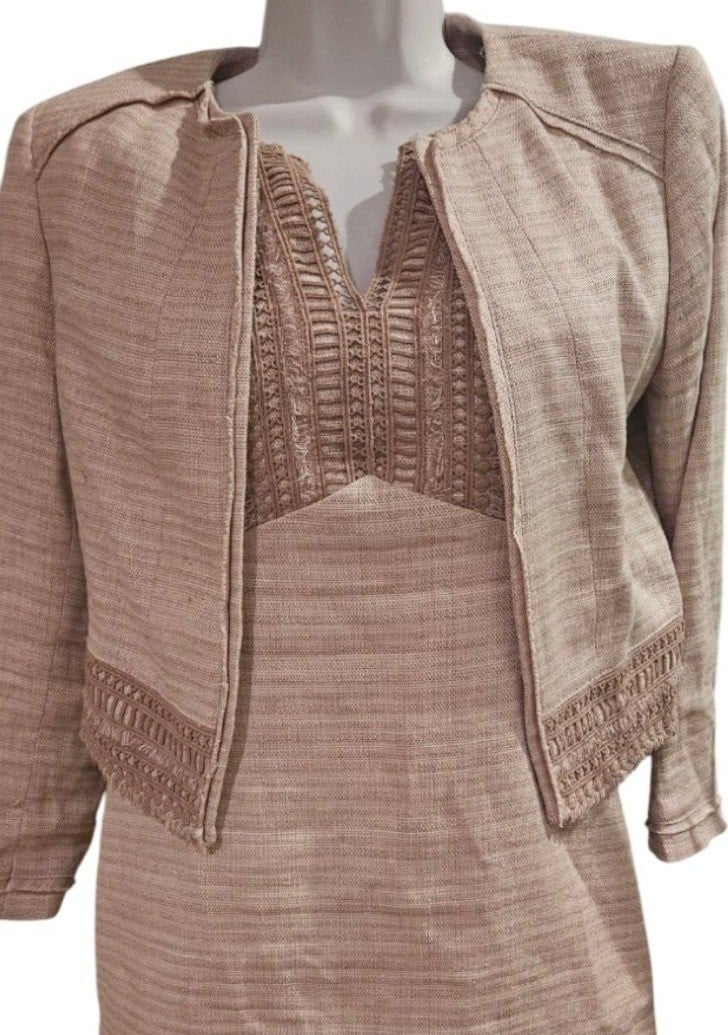 White House Black Market Womans Dress Suit Linen Size 0