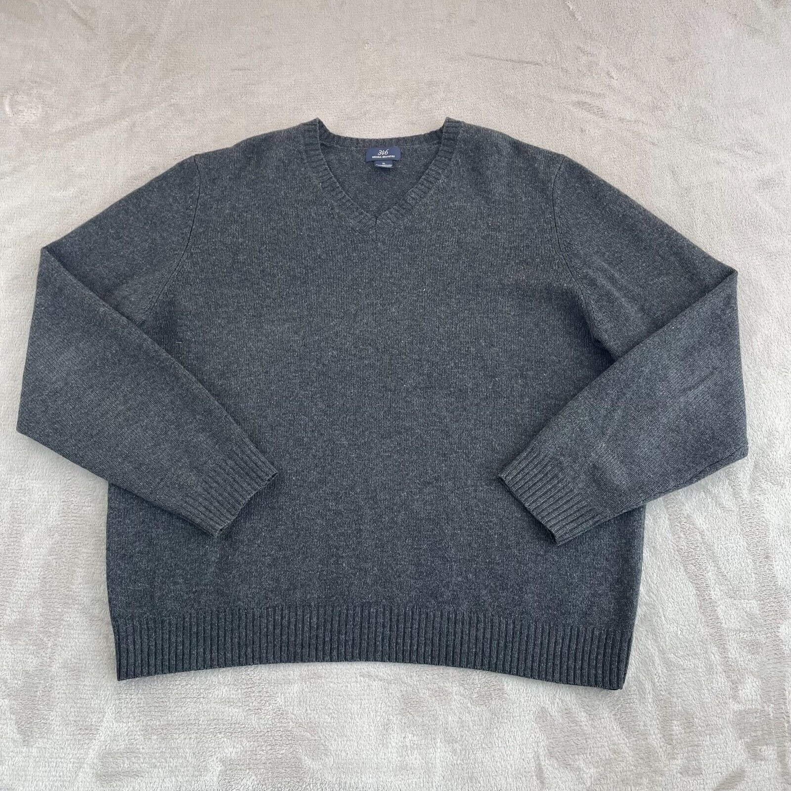 Vintage Brooks Brothers Lambswool Cashmere Sweater Men XL Grey V Neck Long Sleev