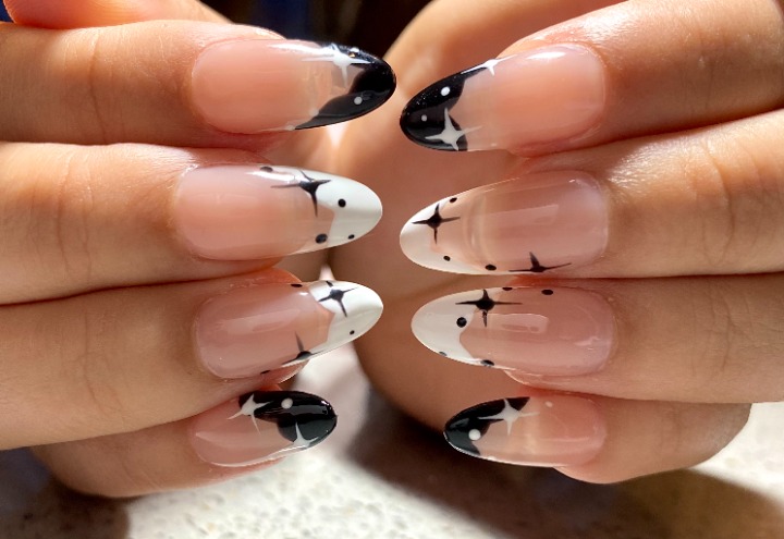 Black and White Spacey Press on Nails