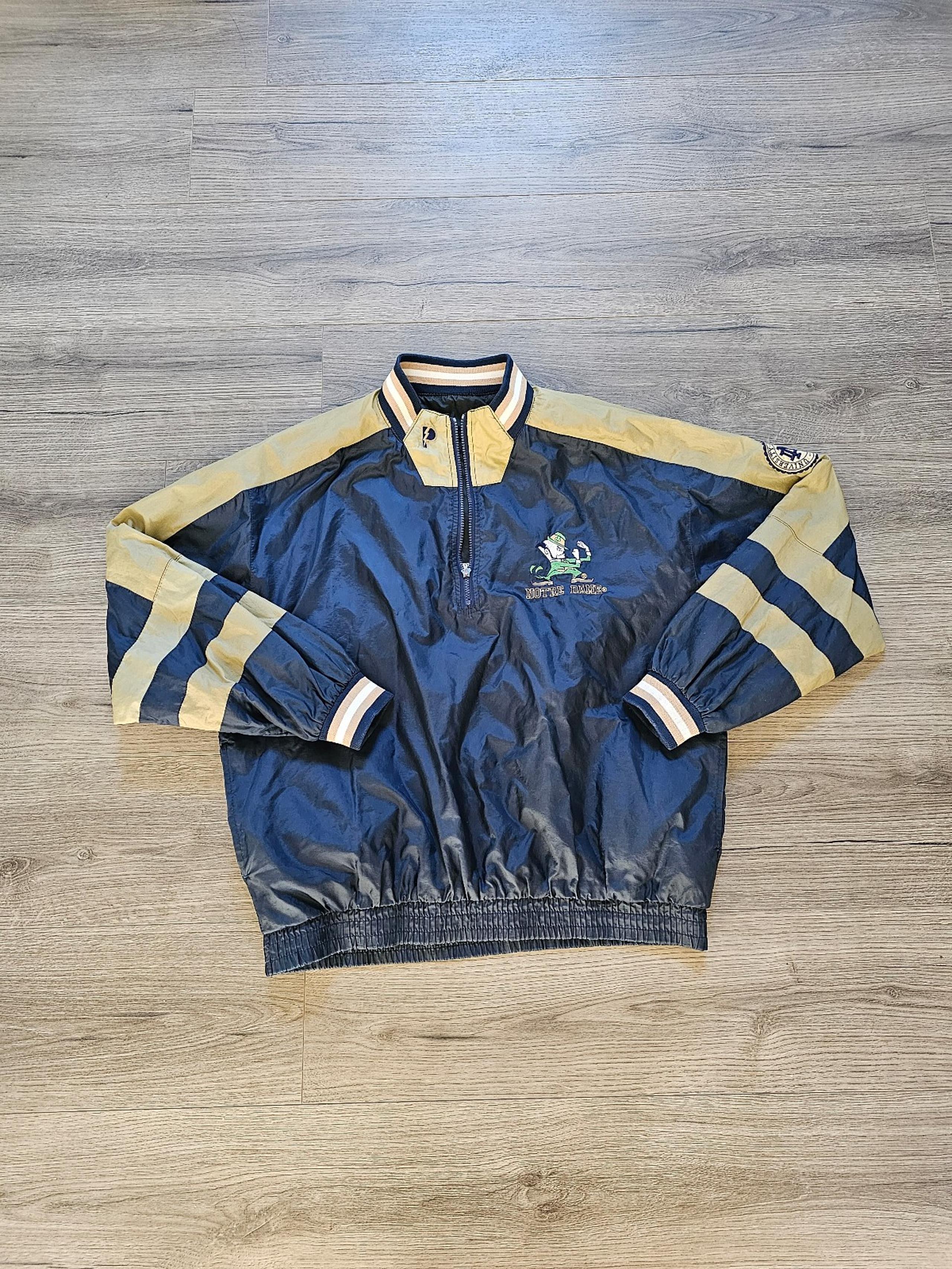 Vintage Pro Player Notre Dame Irish 1/4 Windbreaker Jacket Mens Size Medium