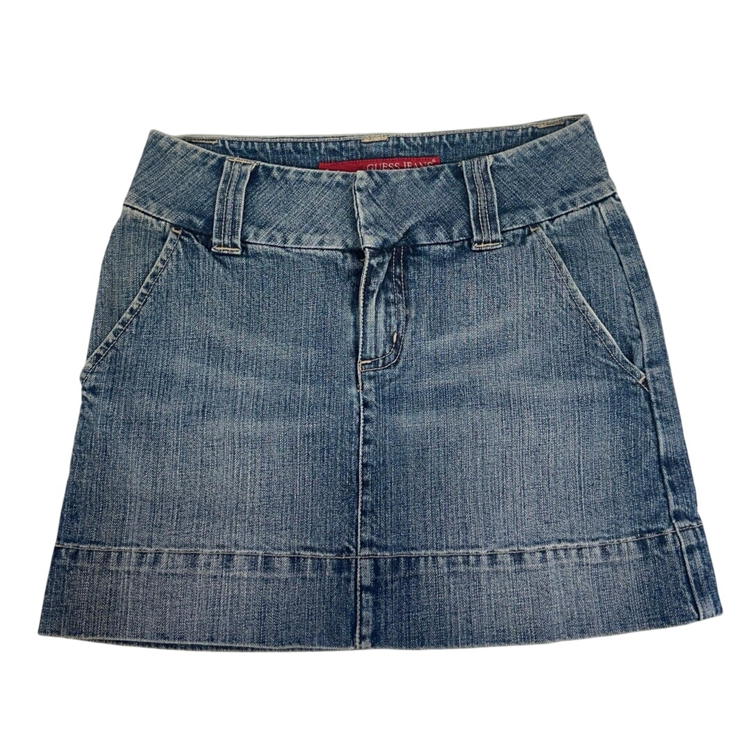 GUESS Jeans Women's Size 24 Y2K Blue Denim Mini Skirt