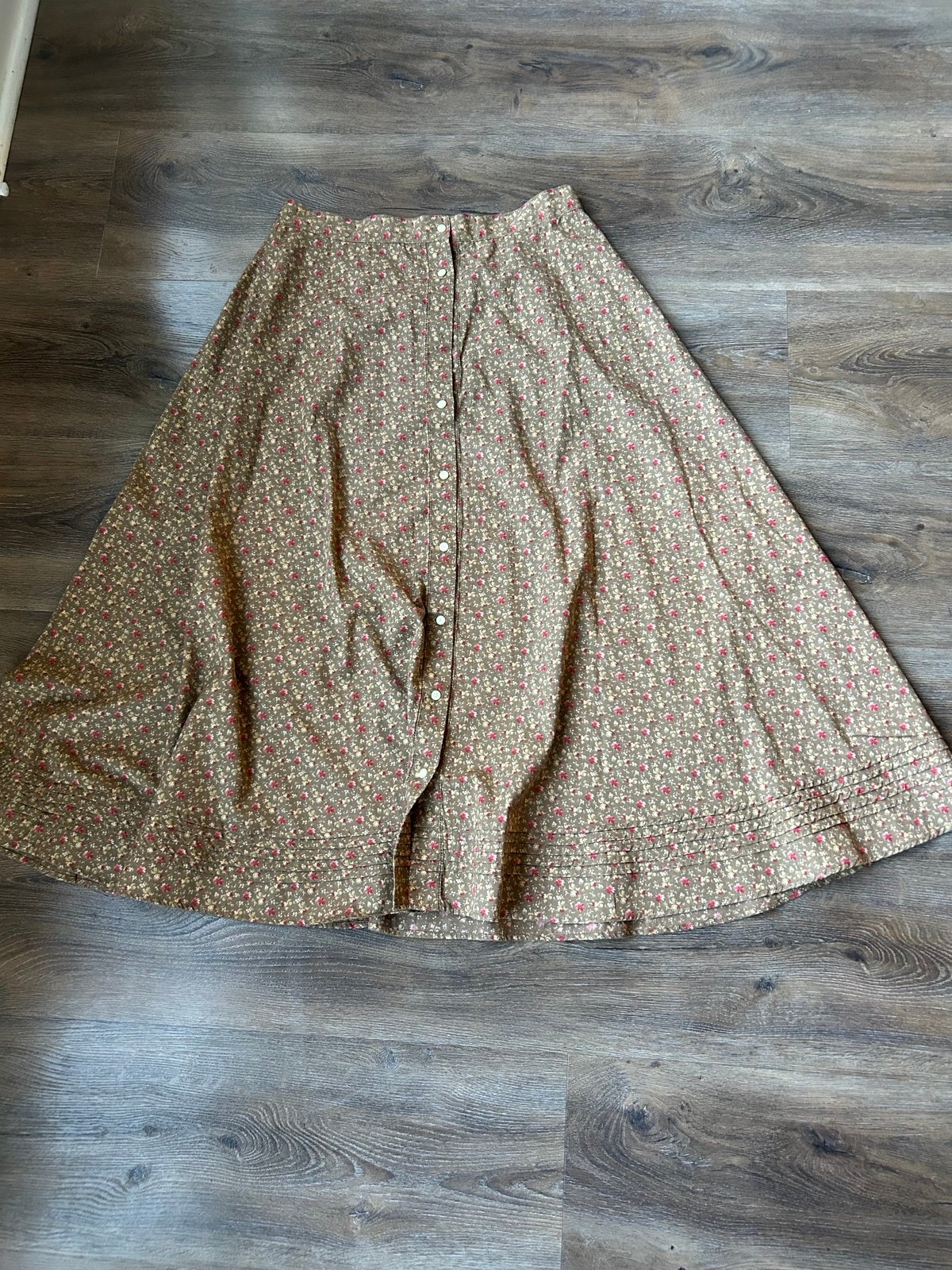 Ralph Lauren long maxi flared country print button front skirt