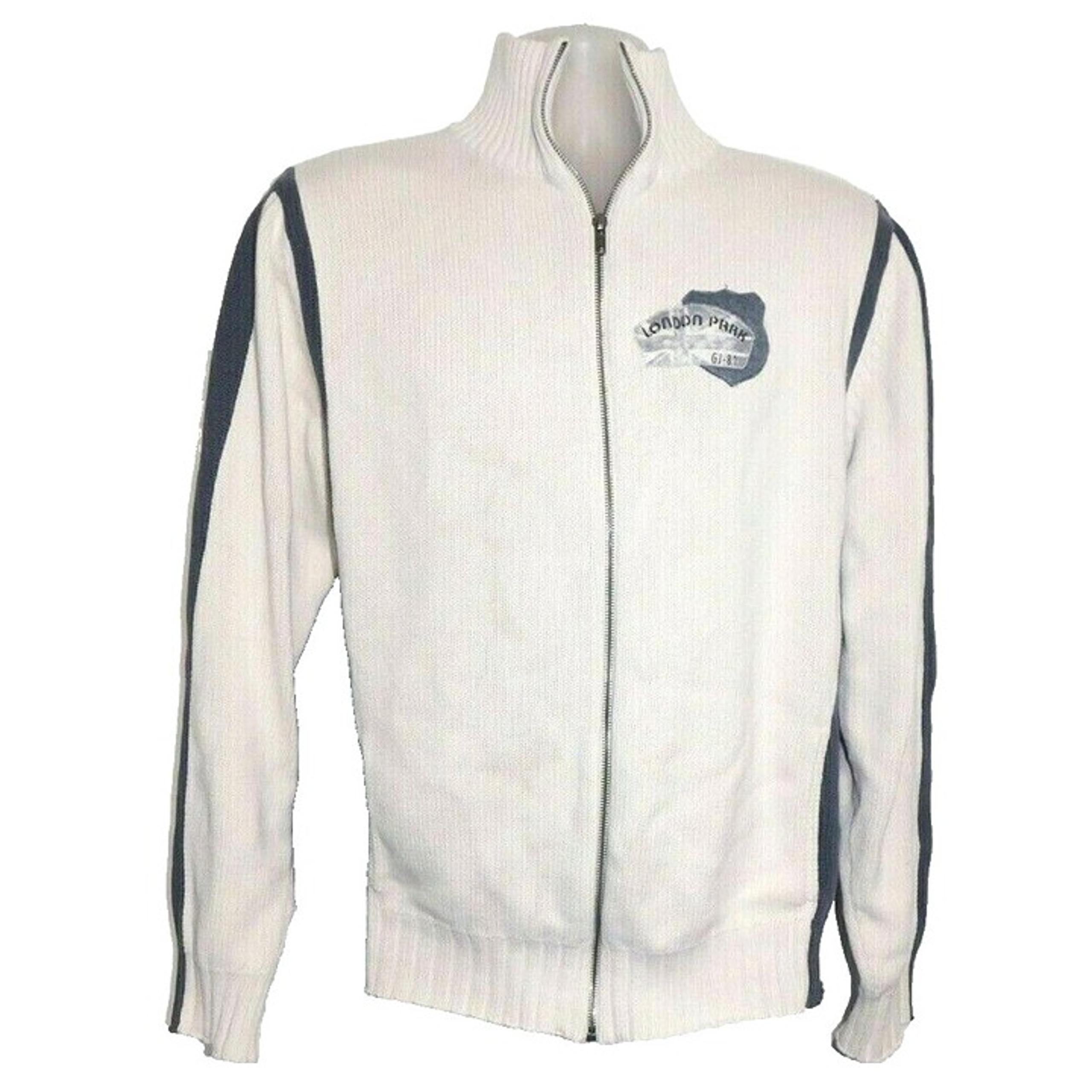 GUESS sweater beige & gray full zip heavier weight cotton men's size XXL