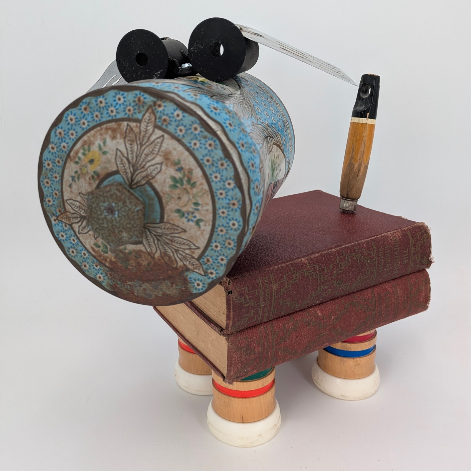 Whimsical Dog Robot Found Object Art Sculpture VTG Parts Tin Pet Assemblage Art