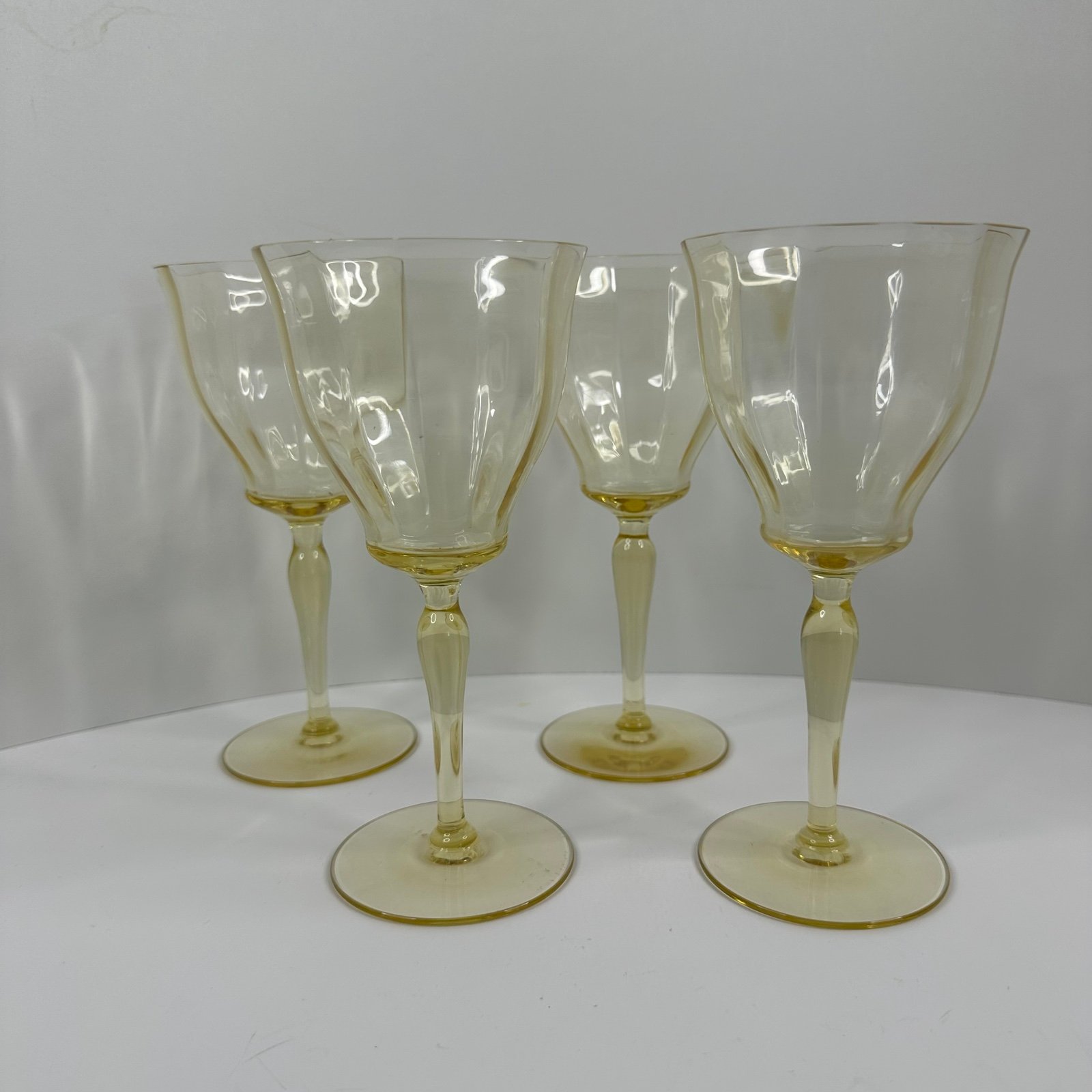 Set of 4 Vintage Tiffin Franciscan Yellow Mandarin 7.5 Water Goblet 15042 Stem
