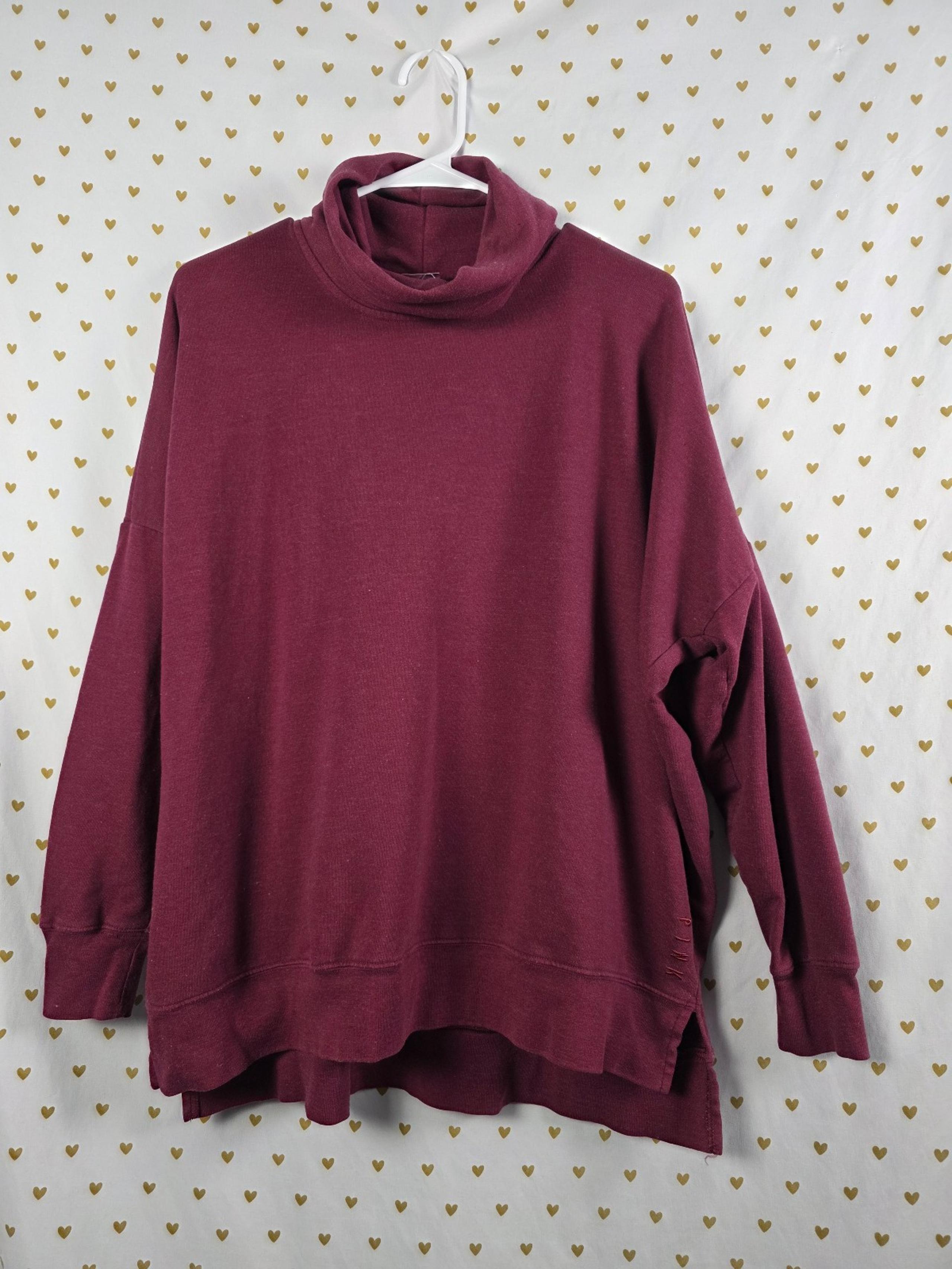 Victorias secret pink maroon cowl sweater top pullover small