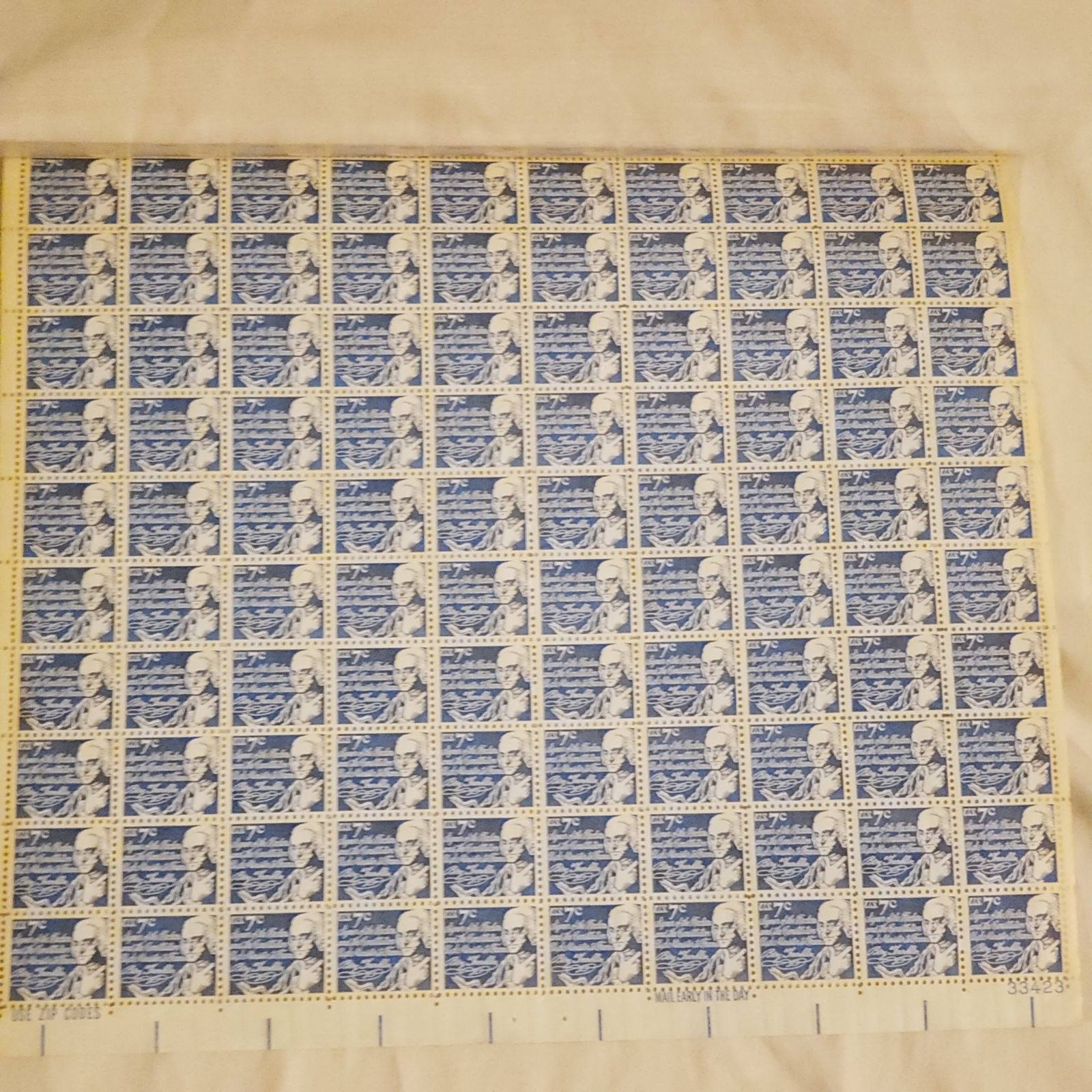 7c Benjamin Franklin Stamp Sheet! (100)