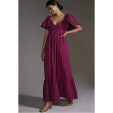 NWT Anthropologie En Saison Flutter-Puff Sleeve Maxi Dress Cottagecore Medium