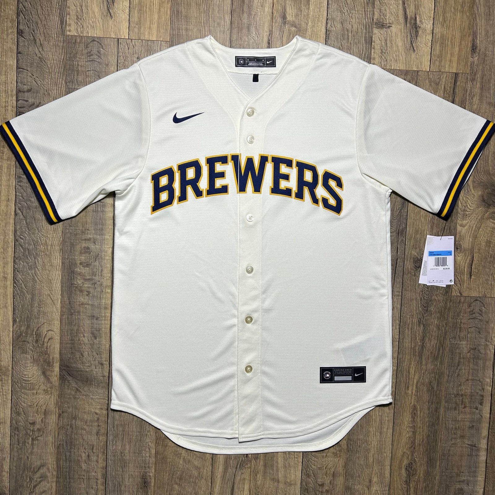 Milwaukee Brewers Official Nike MLB Baseball Jersey Cream Men’s Medium NWT 115