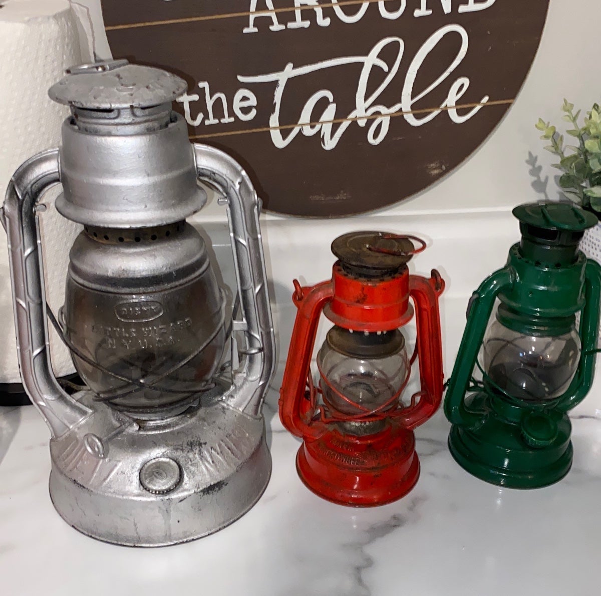 3 antique vintage lanterns