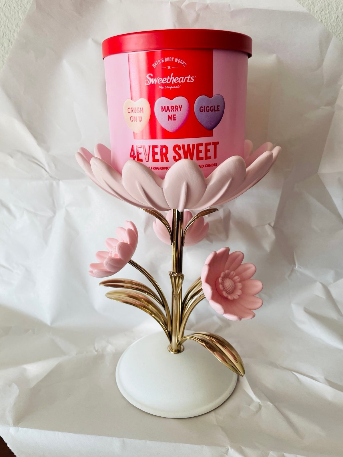 Bath & Body Works New Limited Edition Spring Flower Banquet 3 Wick Candle Holder