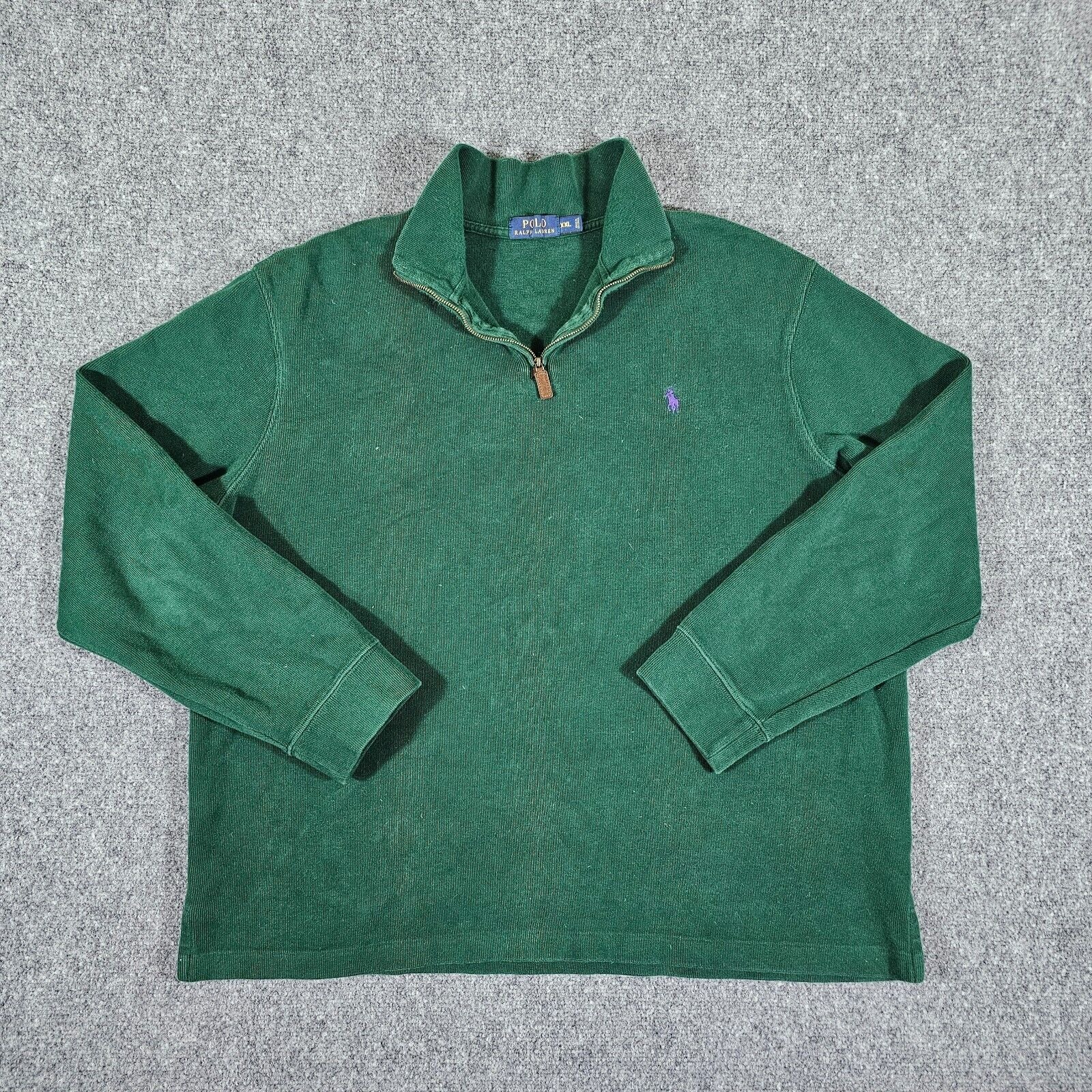 Polo Ralph Lauren Quarter Zip Sweater Forest Green Men's Size 2XL Preppy Formal