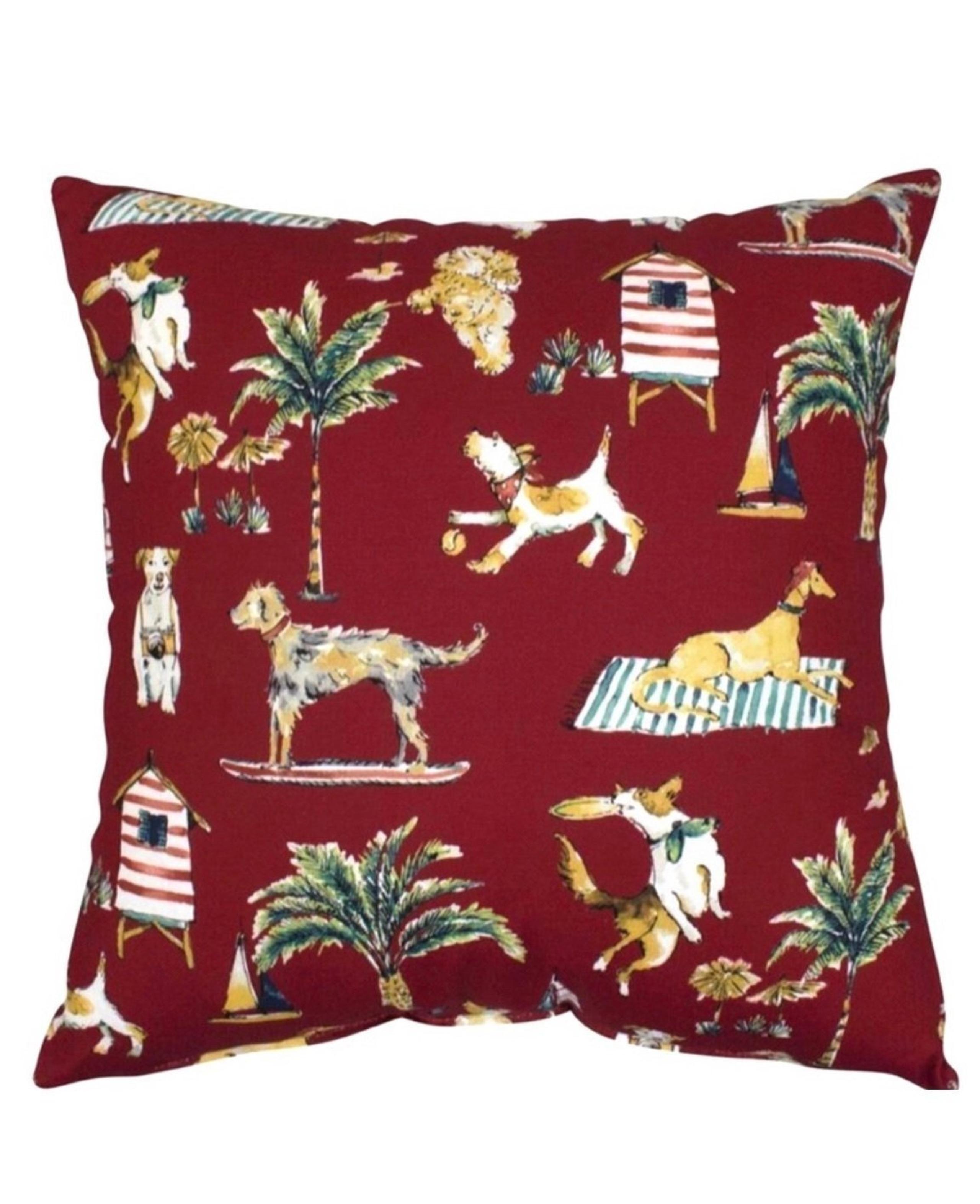 Hampton Bay Summer Dogs Chili Outdoor Square Throw Pillow 18” - Home Depot
