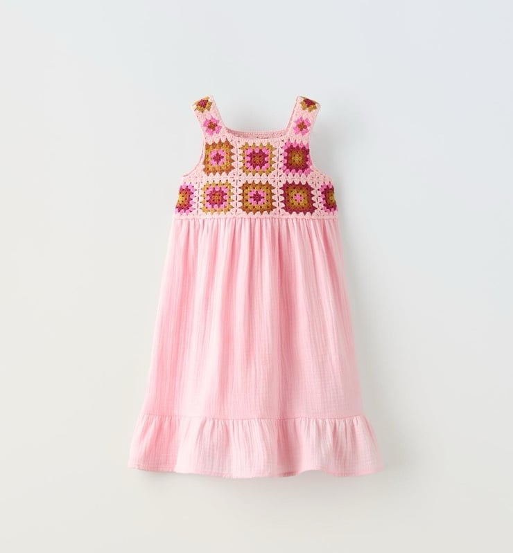 Zara toddler girls COMBINATION CROCHET DRESS 4Y