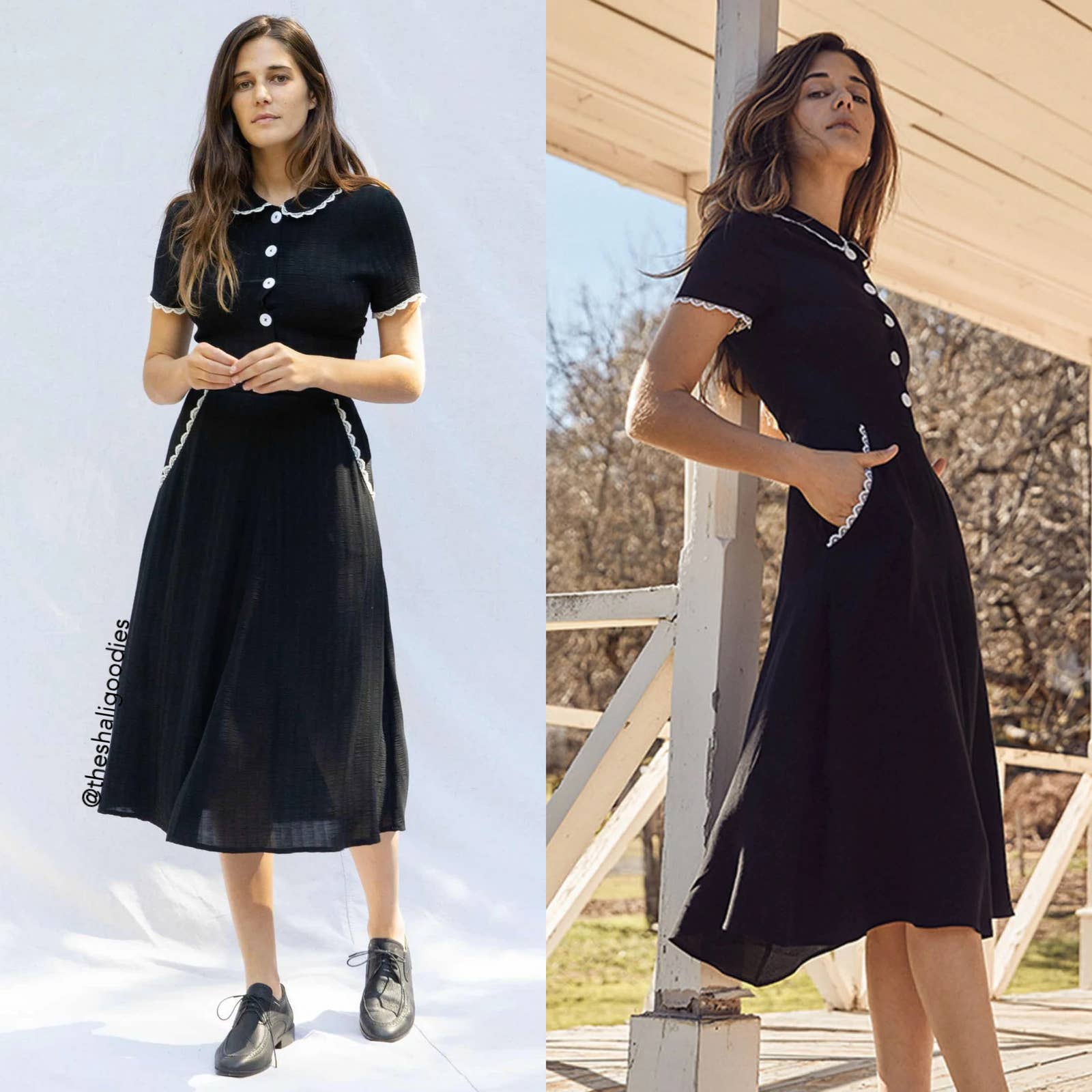 CHRISTY DAWN The Sebastian Dress Black Onyx Stripe Vintage Inspired
