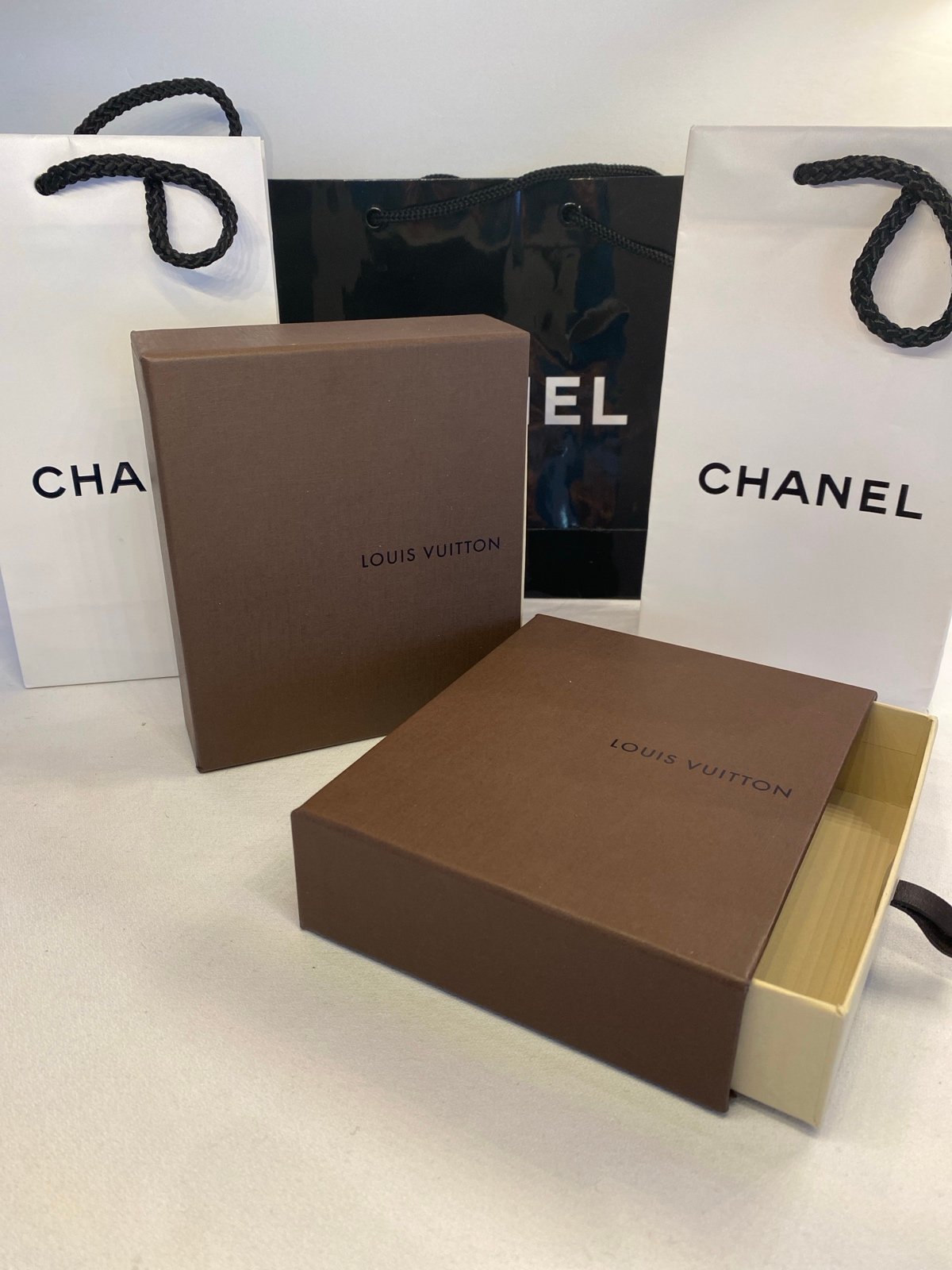 Louis Vuitton Boxes & Chanel Gift Bags Bundle