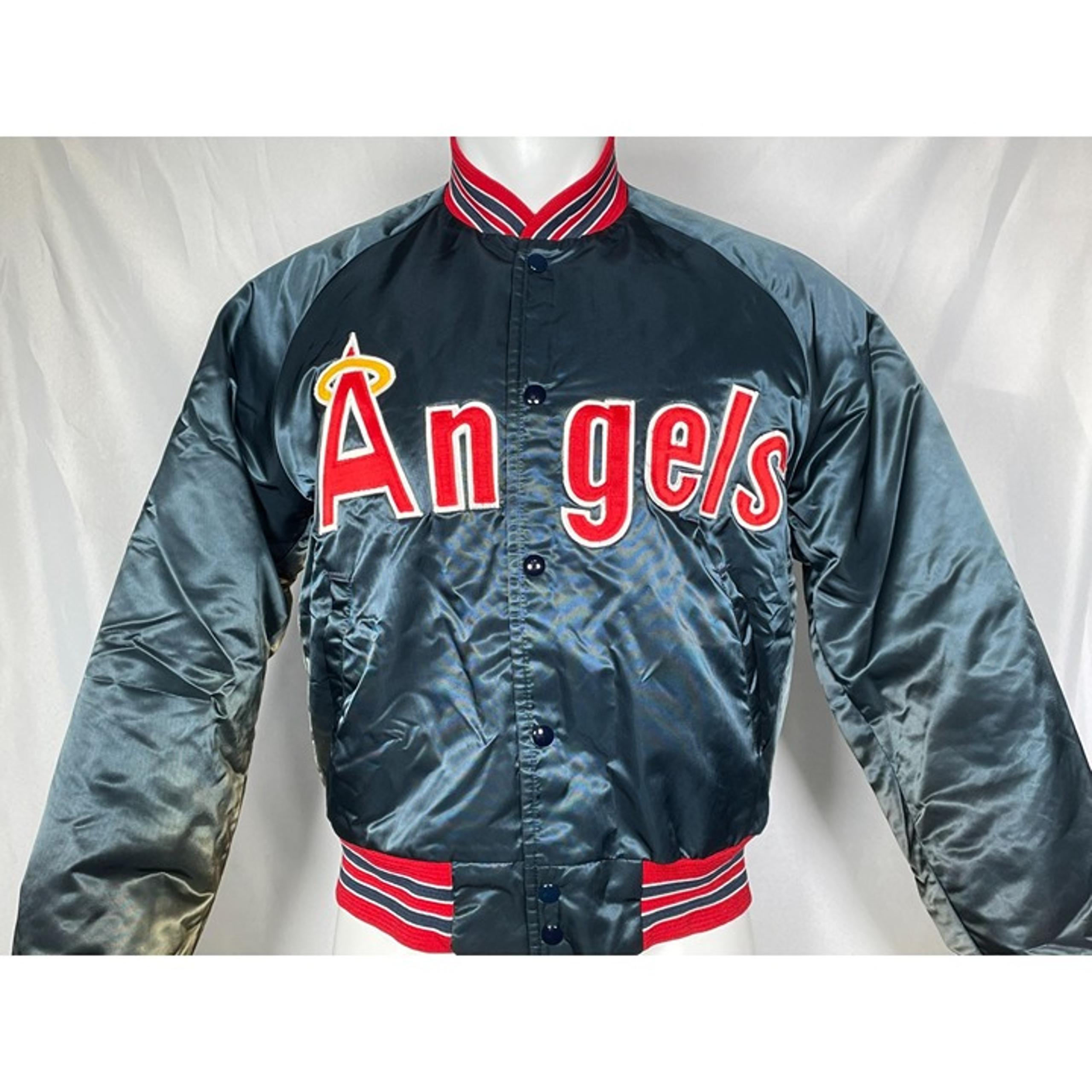 VTG California Angels MLB Chalk Line 80's Blue Satin Jacket Men's LARGE