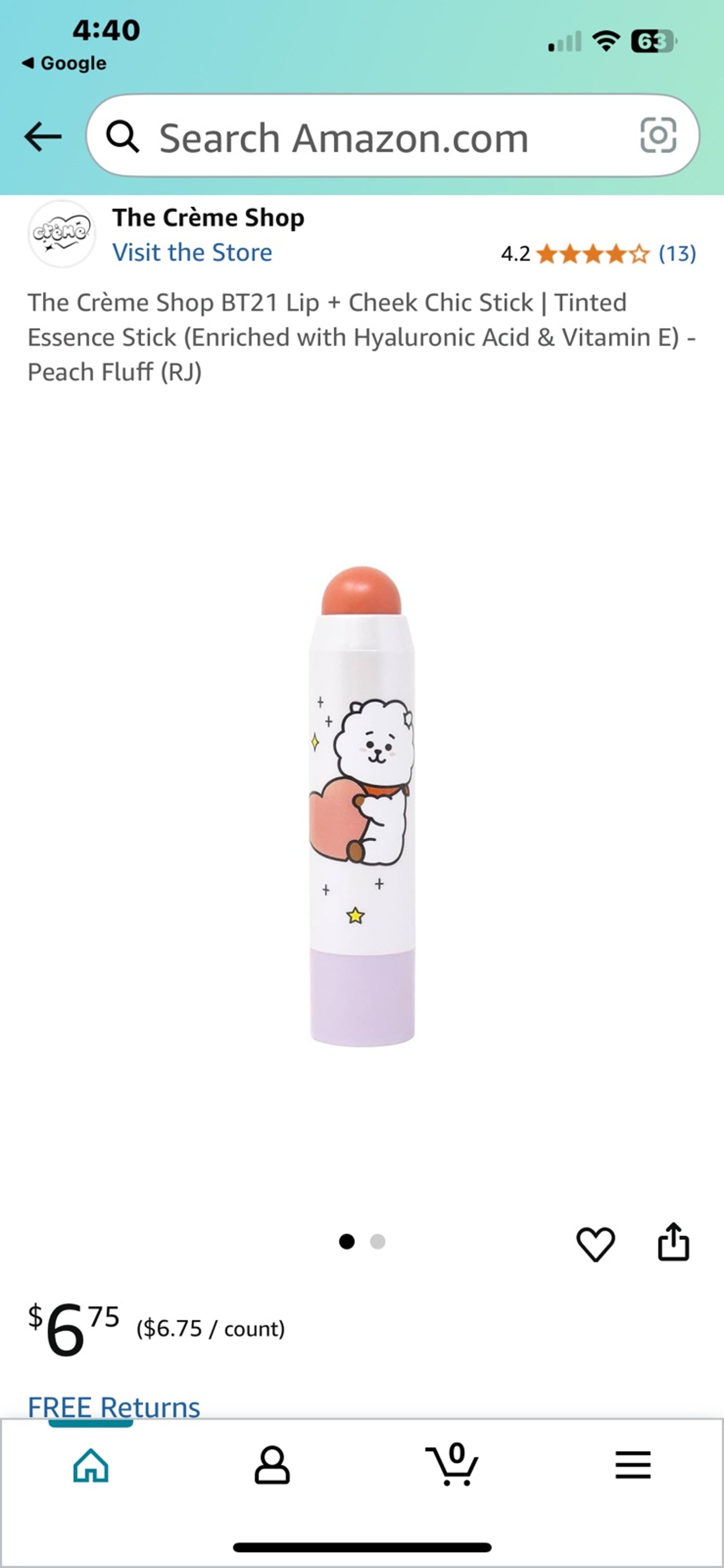 The Crème Shop BT21 Lip + Cheek Chic Stick