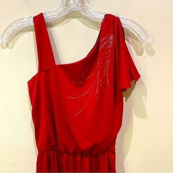 Vintage 70’s Red Asymmetric Starburst Jumpsuit Small
