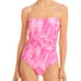 Ganni Women's Printed Ruched One Piece Swimsuit Pink M B4HP 215