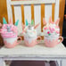 3 FAUX WHIP Bunnies, trees mushrooms Pink Easter dripping decor espresso mugs
