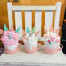3 FAUX WHIP Bunnies, trees mushrooms Pink Easter dripping decor espresso mugs