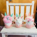 3 FAUX WHIP Bunnies, trees mushrooms Pink Easter dripping decor espresso mugs