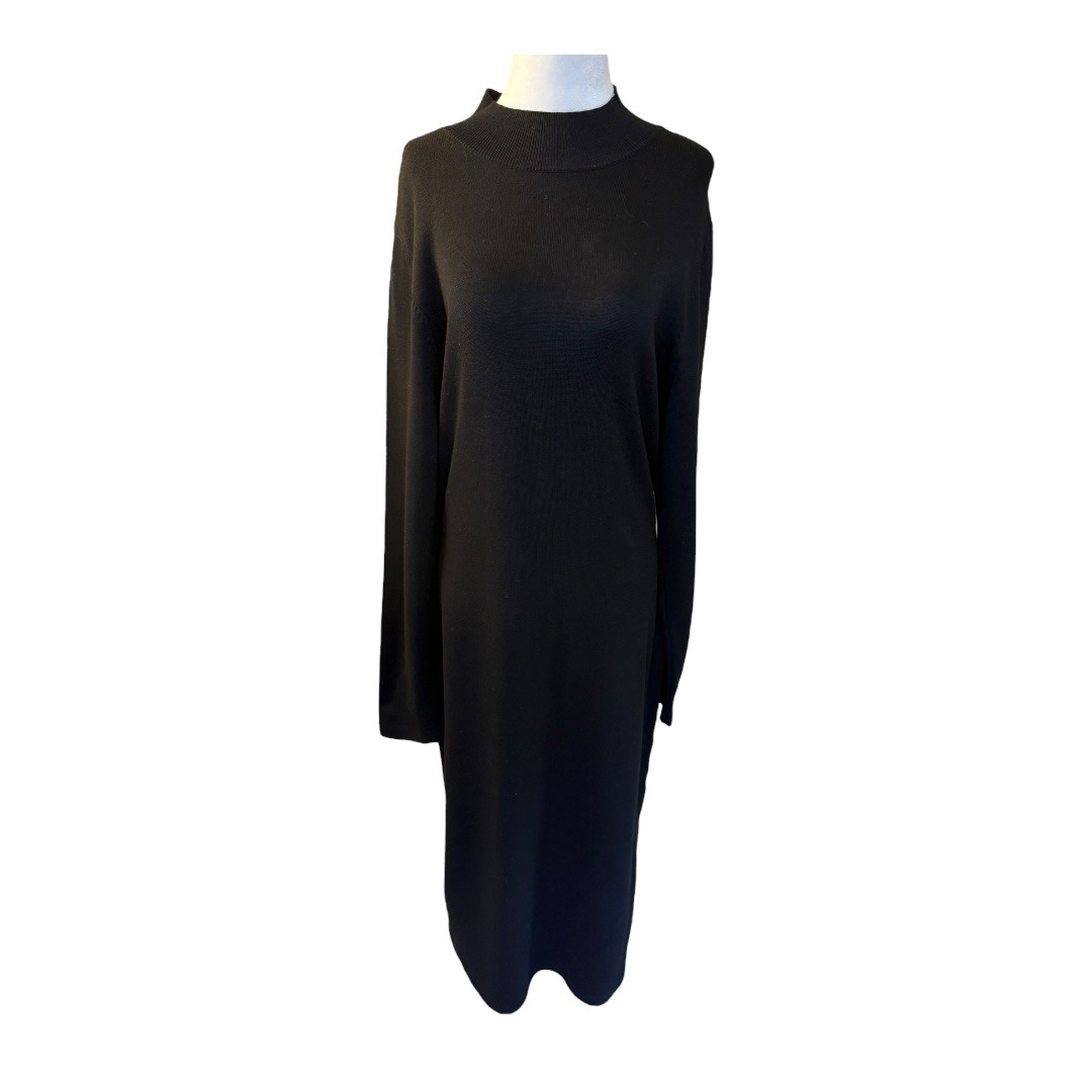 Steve Madden Sweater Dress Mock Neck Long Sleeve Knit Black XL NWOT