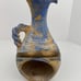 VTG Pottery Clay Candle Holder Case Brass Copper Flower Details Accents Handmade