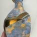 VTG Pottery Clay Candle Holder Case Brass Copper Flower Details Accents Handmade