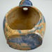 VTG Pottery Clay Candle Holder Case Brass Copper Flower Details Accents Handmade