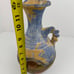 VTG Pottery Clay Candle Holder Case Brass Copper Flower Details Accents Handmade