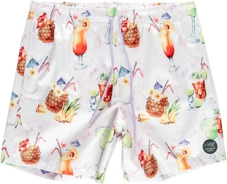 Psycho Tuna Mens Multicolor Tropical Cocktails Pool Board Swim Shorts Trunks Med
