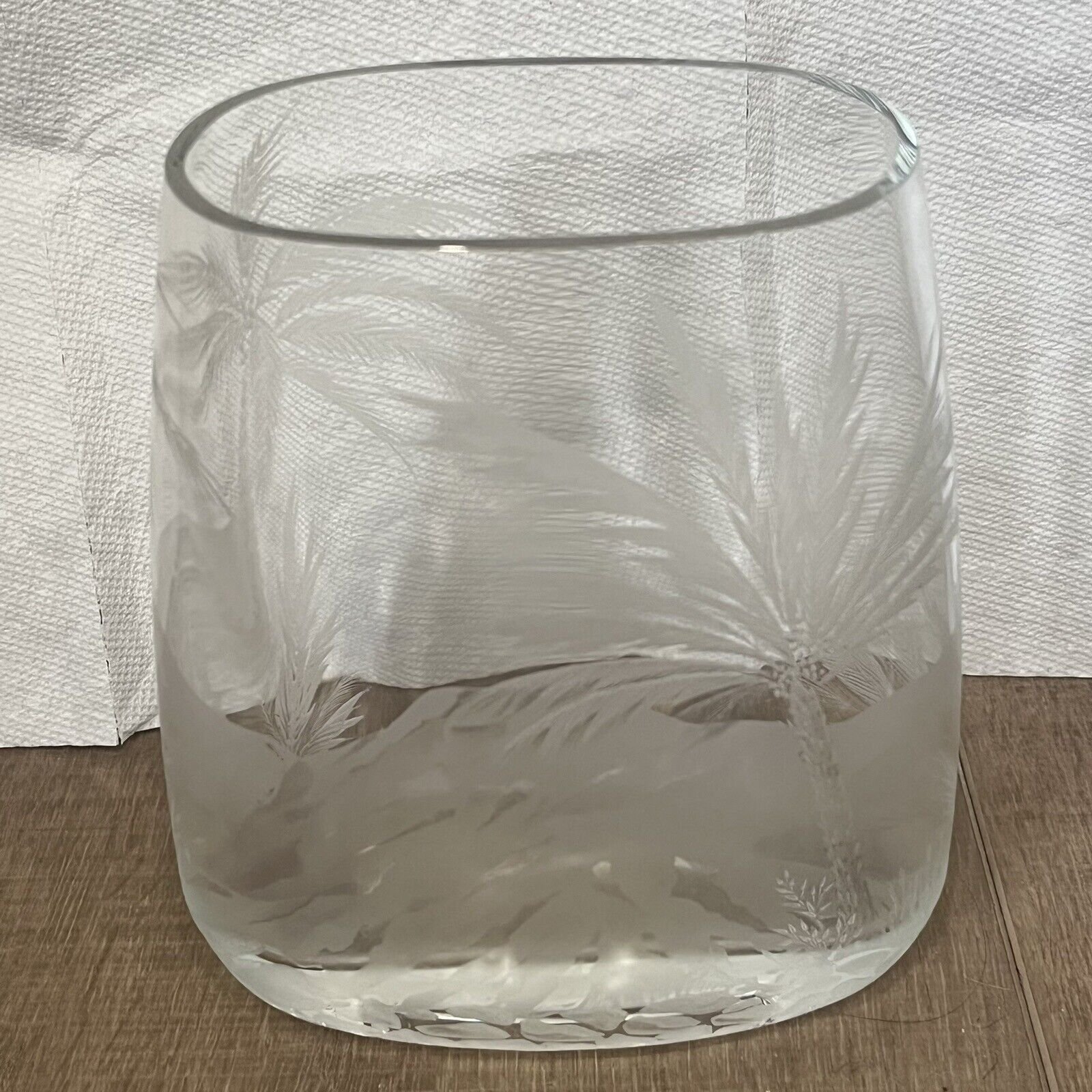 Dubai Wadi Crystal Vase Signed Majestic 1990 Palm Tree Engraved 7 Stunning OOAK