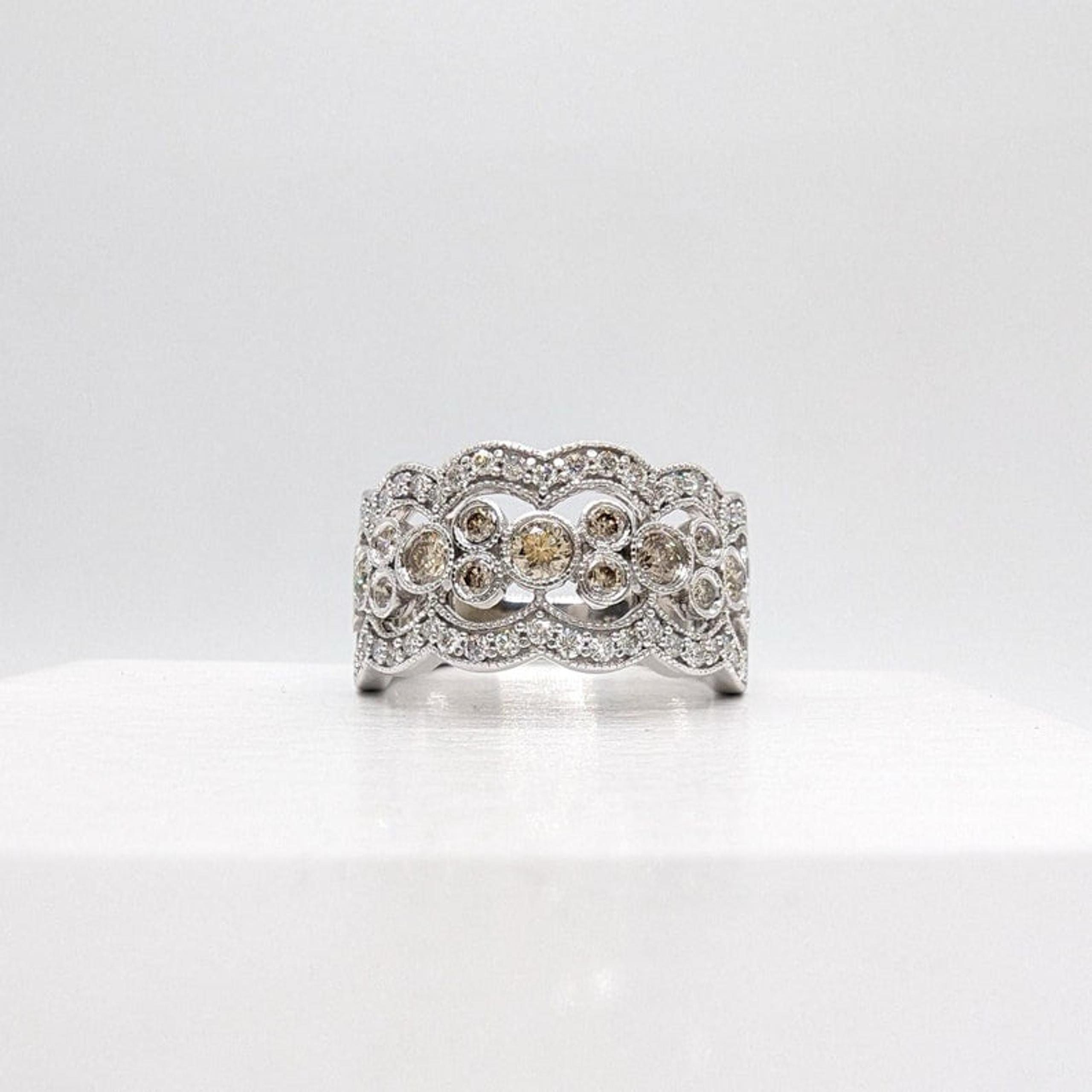 LeVian 14k White Gold 1.0 TCW Chocolate & Vanilla Diamond Ring