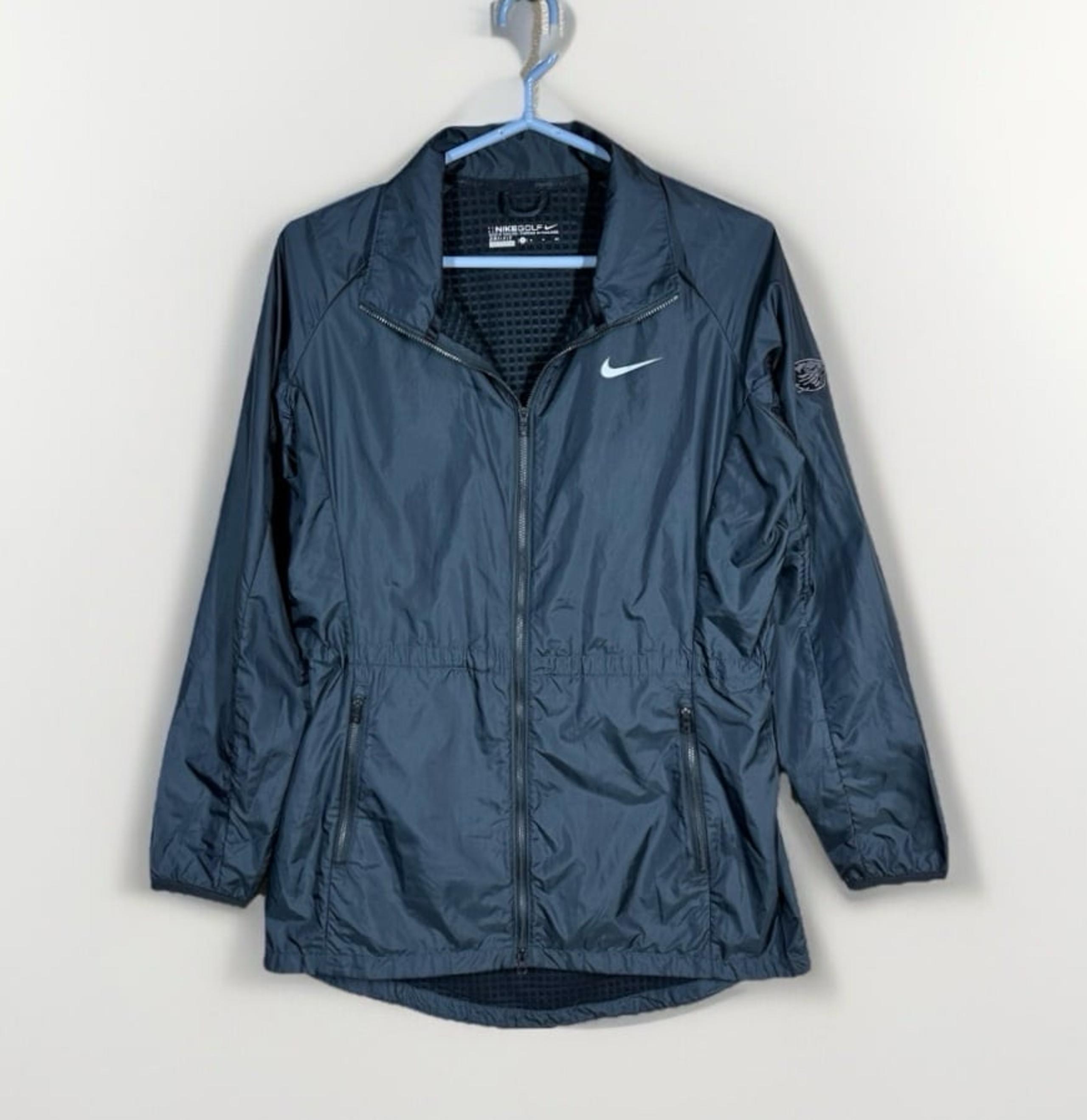 Nike Golf Dri Fit Women's Small Fleece Lined Full Zip Windbreaker Jacket Gray