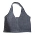 blue halter top with a deep V neckline and straps. Made from 100% cotton.