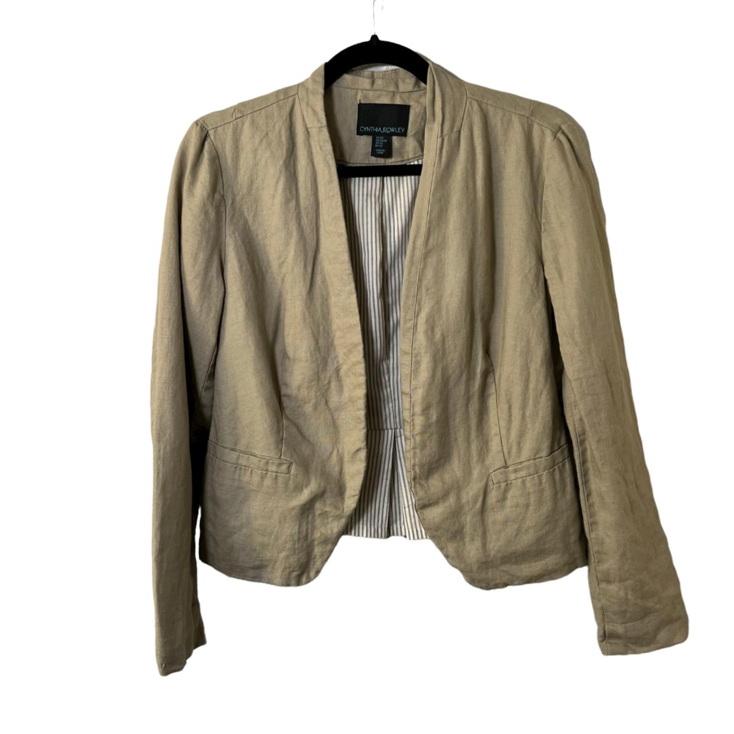 Cynthia Rowley 100% Linen Beige Blazer Jacket Women's Size XS
