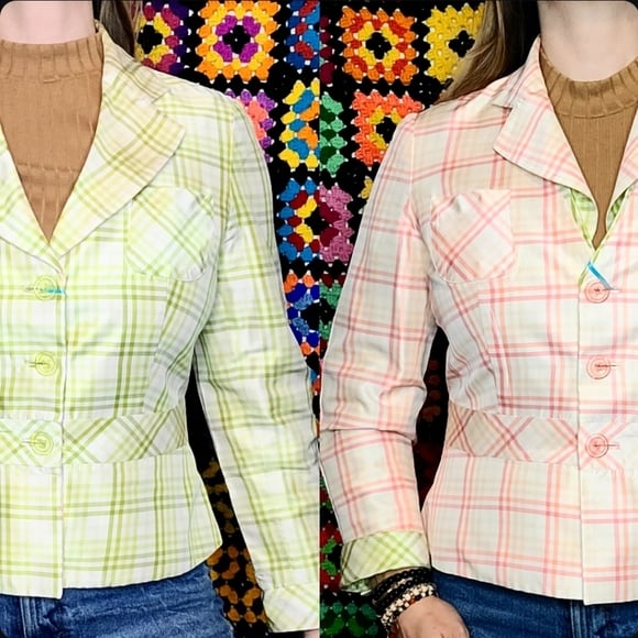Modern reversible silk plaid blazer - Carlisle