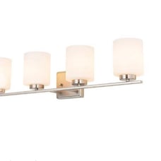 Kingbrite 4 Bulb E26 Bathroom Vanity Light Fixture, Brushed Nickel,White Glass S