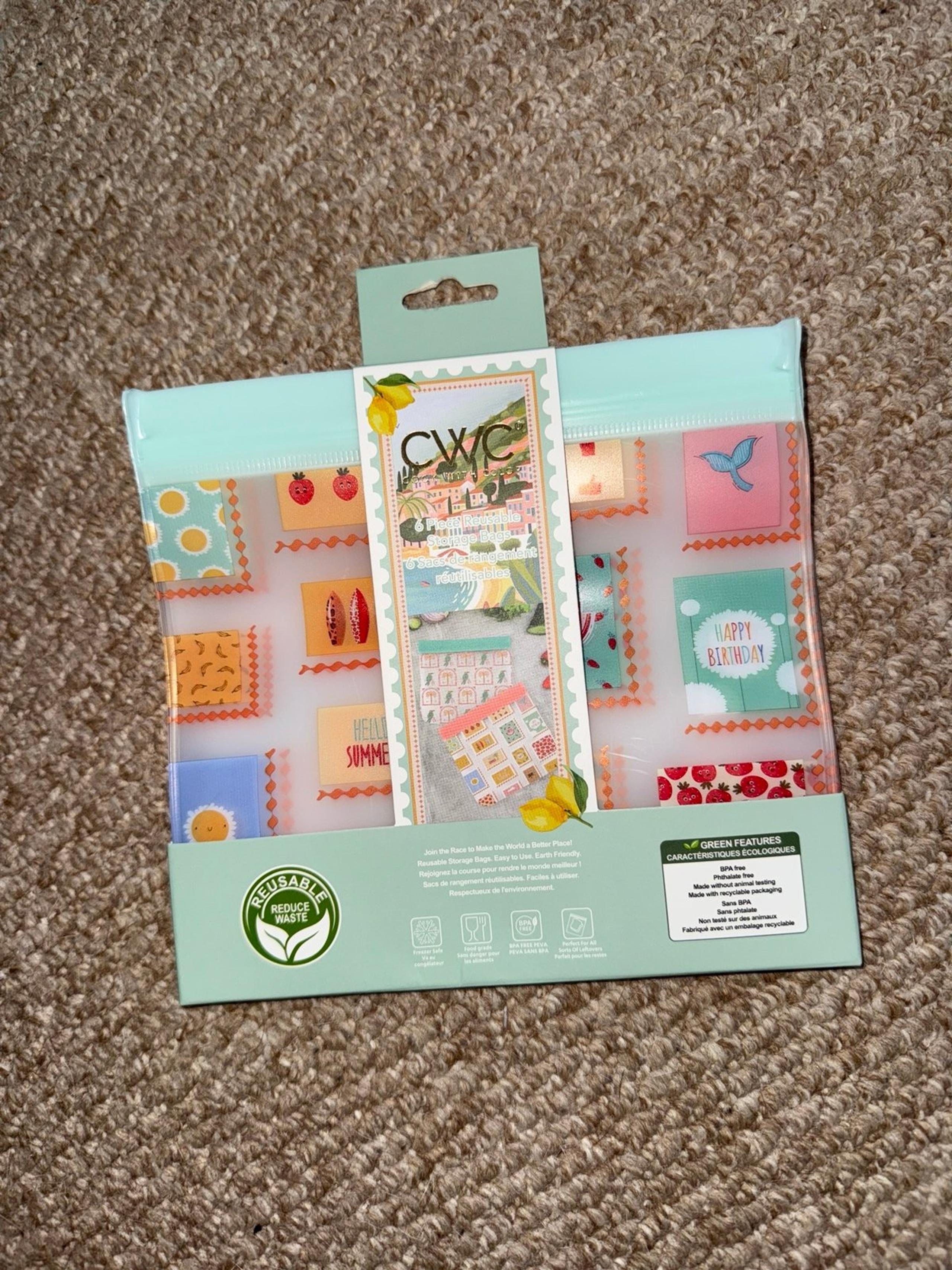 NWT CWC 6 Piece Reusable Storage Bags ~ Summer Toucans