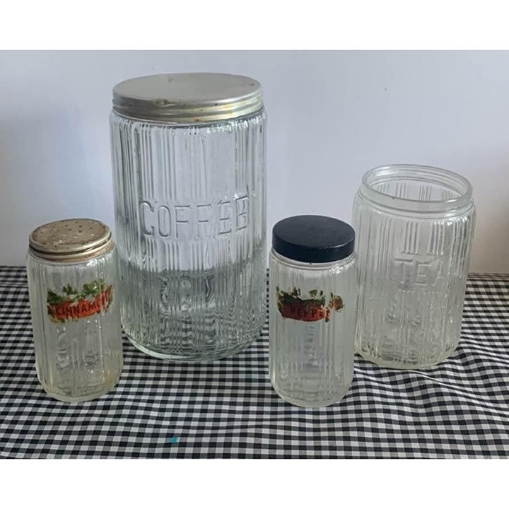 Vintage Hooiser Coffee Tea Spice Jars Set