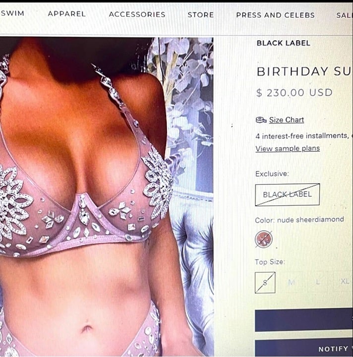 NEVER BEEN WORN! BIKINI CRUSH “BIRTHDAY SUIT” BLK LABEL BIKINI, SOLD OUT…