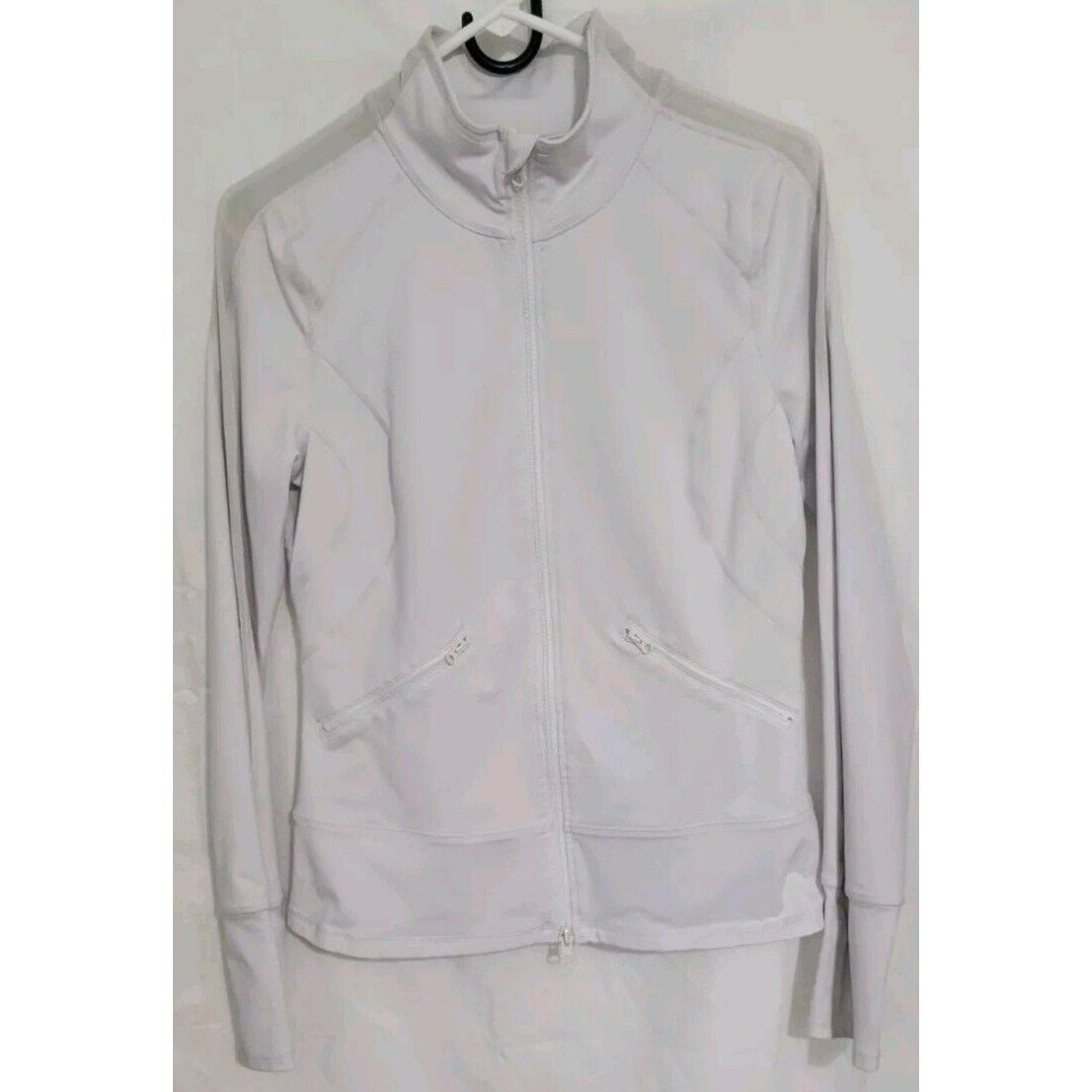 Zella Athletic Jacket Womens White Full Zip Up Activewear Pockets Thumbhole Sz M
