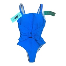 Leonisa women's medium compression one piece swim suit blue firm bathing