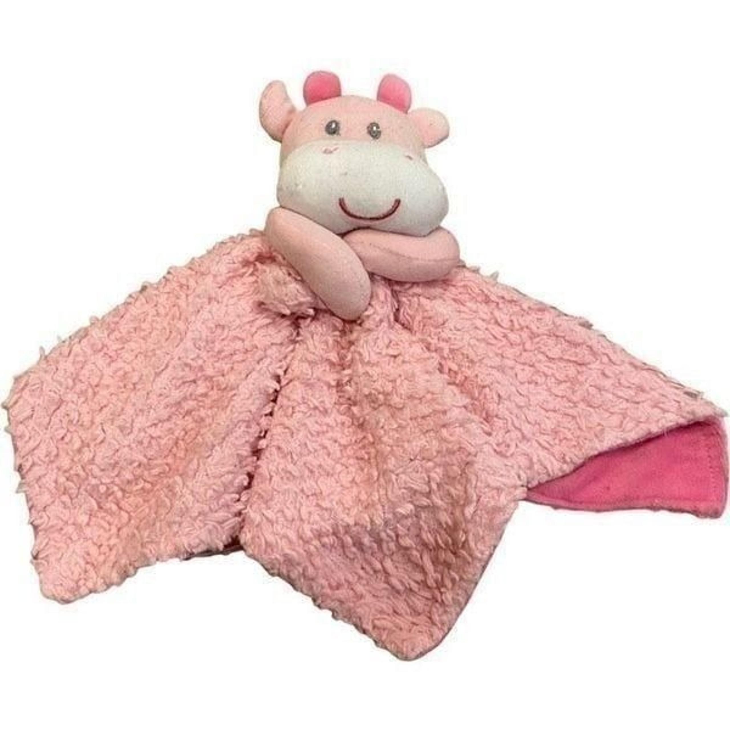Baby Essentials Pink Hippo Plush Lovey Security Blanket Comfort Toy