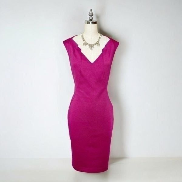 Tahari V Neck Sleeveless Sheath Dress Size 10