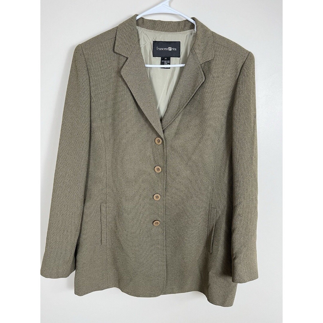 Francess & Rita Women's Blazer Jacket Light Olive Size 12 Lined Y2K Style
