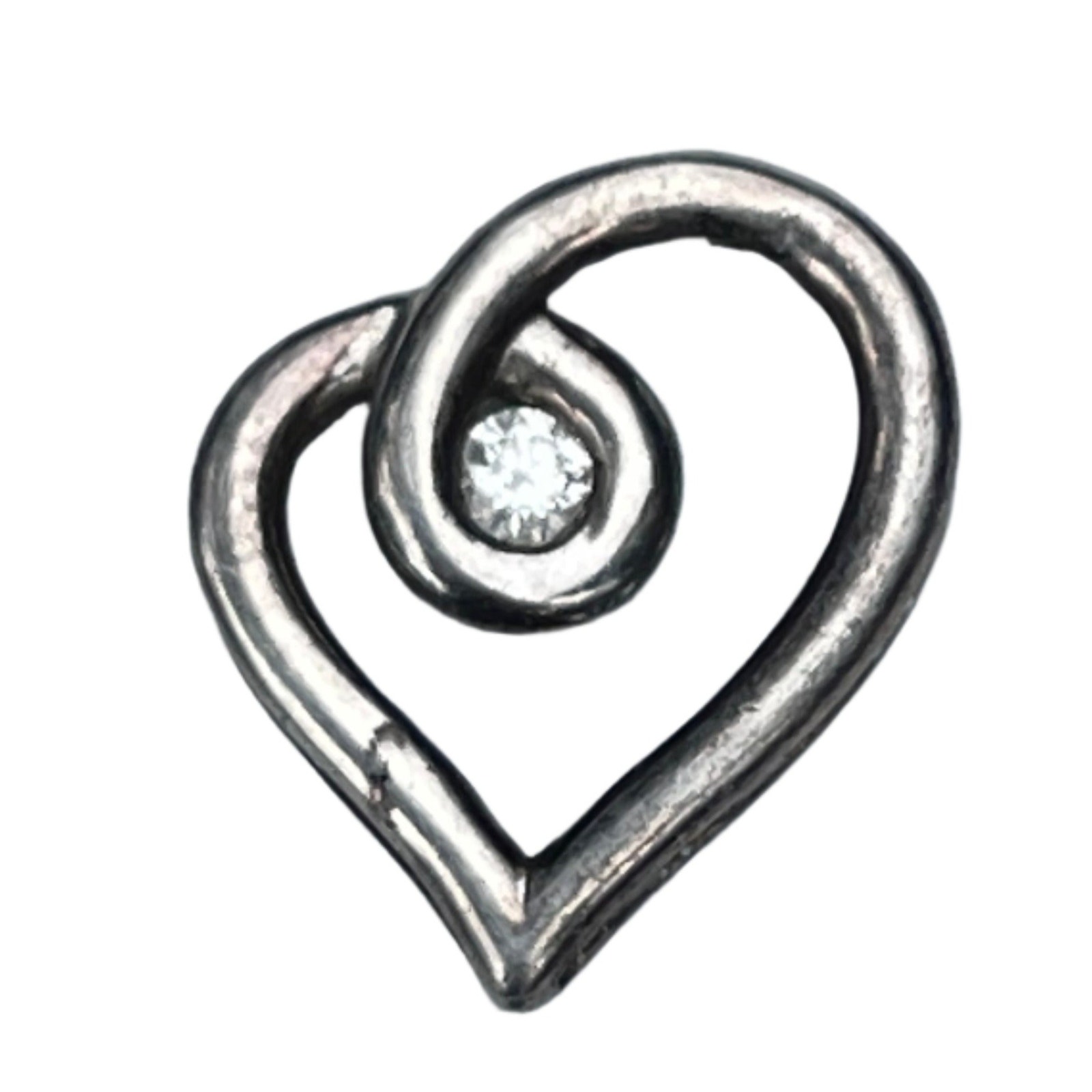 Diamond Pendant Sterling Silver Heart
